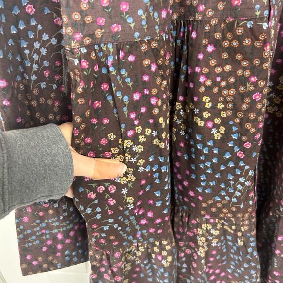 Summersalt The Countryside Poplin Tiered Shirtdress in Floral Prairie Chocolate - Picture 8 of 14